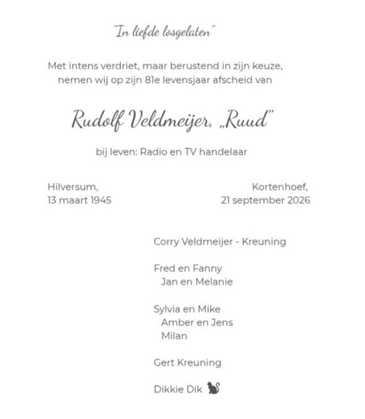 In Memoriam : Ruud Veldmeijer 1 b496678f 9cd3 44e2 8be3 c919ef7b1c14